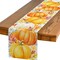 Pumpkin Table Runner 13x72 Inch – Orange Pumpkin, Flowers & Leaves, Autumn Thanksgiving Harvest Table Decor for Kitchen, Dining, Holiday & Party (Pumpkin)